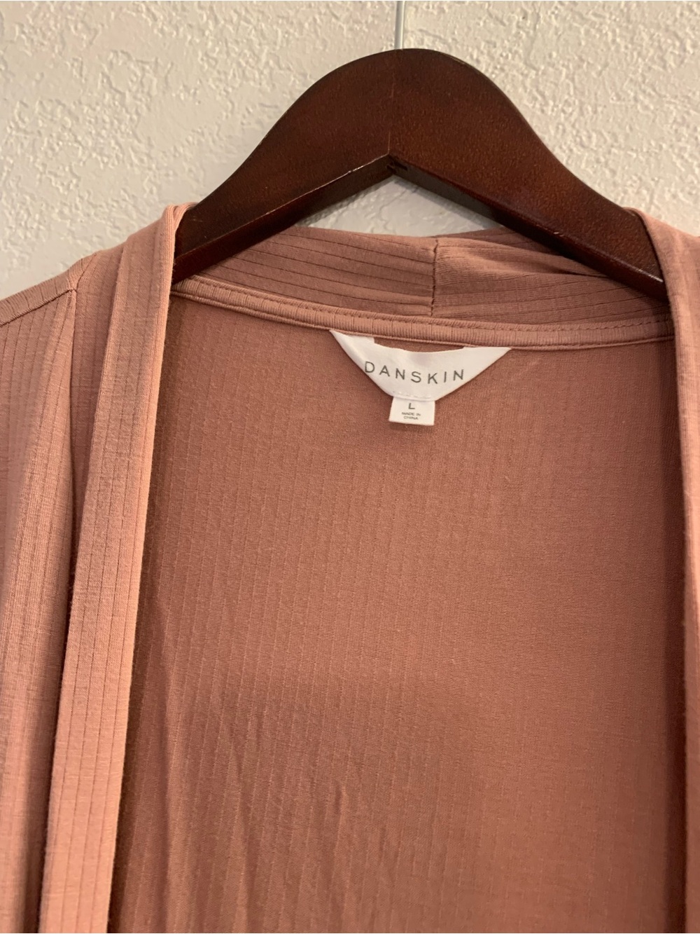 Danskin Rayon Ribbed Open-Front Robe in Blush Pink | L - Picture 5 of 10